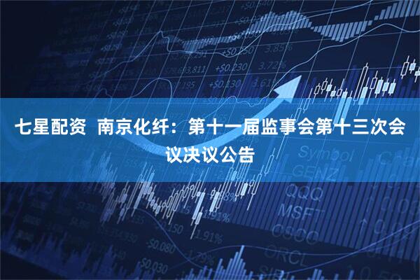 七星配资  南京化纤：第十一届监事会第十三次会议决议公告